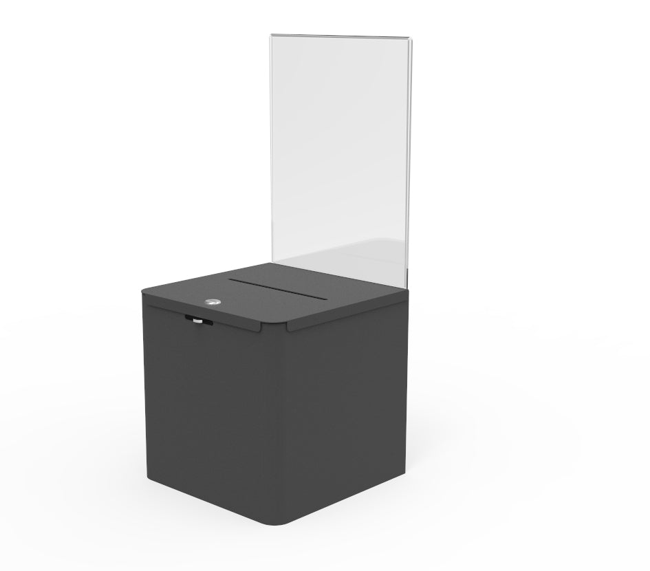 FixtureDisplays White Metal Donation Box Collection Box Tithes Offering  Drop Ballot Box,Slight Before-consumer Imperfections