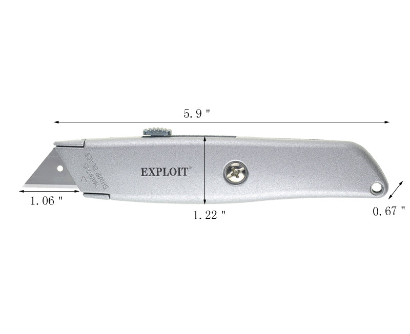 Fixturedisplays Metal Utility Knife Retractable Cutter Knife Heavy Duty Metal Box Cutter Sharp Tool Carve Cut 15047-2pk