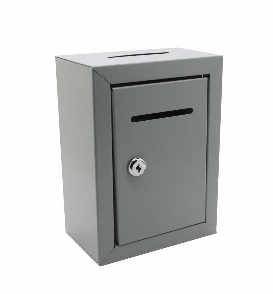 FixtureDisplays White Metal Donation Box Collection Box Tithes Offering  Drop Ballot Box,Slight Before-consumer Imperfections