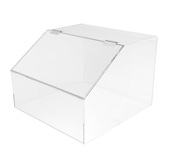 FixtureDisplays® 12" x 8.5" x 12" Clear Acrylic Candy Bin with Transparent Plexiglass Candy Dispenser, Treats Display, and Lid 100871