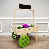 Wood Flower Cart Vending Cart Farmers Market Wagon Stand Retail Kiosk 43x69x29" 101094