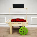 Wood Flower Cart Vending Cart Farmers Market Wagon Stand Retail Kiosk 43x69x29" 101094