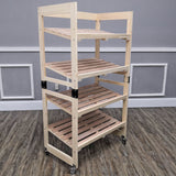 4-Tier Bakery Bread Rack with Angled Shelves Wooden Display Rack Bread Store Rack 30X18X55" 101143