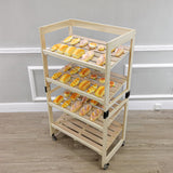 4-Tier Bakery Bread Rack with Angled Shelves Wooden Display Rack Bread Store Rack 30X18X55" 101143