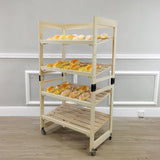 4-Tier Bakery Bread Rack with Angled Shelves Wooden Display Rack Bread Store Rack 30X18X55" 101143