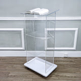 Clear Acrylic Podium Pulpit Lectern 23X16X46.3" Wood (MDF) Base Custom Logo 102702+15901-12“-COLOR