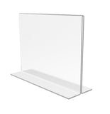 FixtureDisplays® 12PK 7 x 5" Clear Acrylic Sign Holder for Tabletops, Horizontal Table Tent Frame Photo Sign Menu, Bottom Insert 11193-2-7X5-12PK Peel off protective film (white) before use.