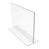 FixtureDisplays® 12PK 7 x 5" Clear Acrylic Sign Holder for Tabletops, Horizontal Table Tent Frame Photo Sign Menu, Bottom Insert 11193-2-7X5-12PK Peel off protective film (white) before use.