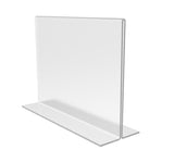 FixtureDisplays® 12PK 7 x 5" Clear Acrylic Sign Holder for Tabletops, Horizontal Table Tent Frame Photo Sign Menu, Bottom Insert 11193-2-7X5-12PK Peel off protective film (white) before use.