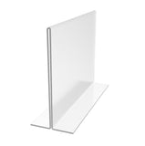 FixtureDisplays® 12PK 7 x 5" Clear Acrylic Sign Holder for Tabletops, Horizontal Table Tent Frame Photo Sign Menu, Bottom Insert 11193-2-7X5-12PK Peel off protective film (white) before use.