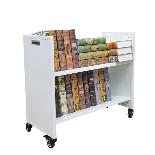 30 X 13 X 27" 2 Tier White Metal Book Cart Rooling Book Truck Library 11241-2 TIER  DO NOT MIX