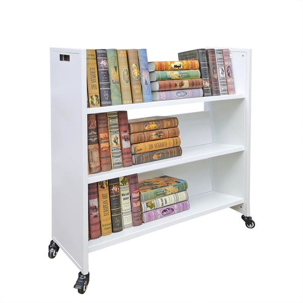 30 X 13 X 40.5" 3Tier White Metal Book Cart Rooling Book Truck Library Book Cart 11241-3 TIER  Do NOT MIX