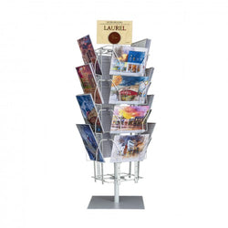 Up to 9.9" Wide 16 Adjustable Pockets Display Rack, Greeting Post Card Christmas Holiday Spinning Rack Stand.Pocket Size: 4.5-9.9" Wide X 5.8" Tall, 16 Pockets. 11602-M-DOUBLE-WHT