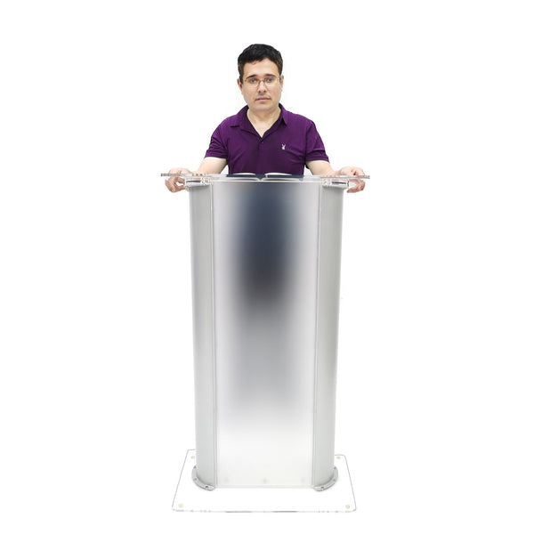 27X15X48" Acrylic Podium Metal Accent Church Pulpit Plexiglass Conference School 119756