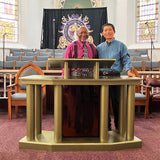 FixtureDisplays® Large Church Pulpit, Deluxe Podium Lectern, Debate Speech Wedding Event Funeral, 45 X 37 X 22" 14305