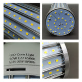 LED Corncob Light Bulb 500W Equivalent 5000 Lumen 6500k 50W Bright White E26/E27 15702