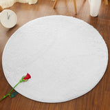 White Round Rug  51 inches Diameter for Kids Room,Furry Carpet Shaggy Nursery 15737