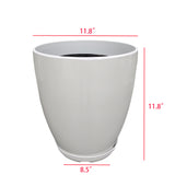 11.8X11.8X11.8" White Plant Pot Plastic Flower Planter Faux Ceramic Glazed 15748