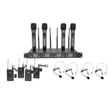 Wireless Microphone 8 Channel Uhf 4 Handheld 4 Headset 4 Lapel 4 Belt Church 15749