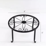 Set of Four Identical 9 X 9 X 5" Metal Plant Stands for Flower Pot Riser 15882-Black