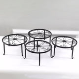 Set of Four Identical 9 X 9 X 5" Metal Plant Stands for Flower Pot Riser 15882-Black