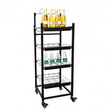 FixtureDisplays® 18"w Beverage, Bottled Water, Cocktail, Beer Display Rack w/ Wheels, 4 Shelves & Sign Clip - Black 16770