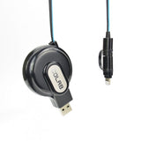 FixtureDisplays® Duo (2.6ft/0.8m) Retractable Flat Charge and Sync 2-in-1 Cable with Lightning & microUSB connectors for IOS/Android 16903
