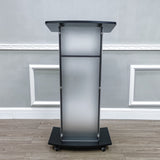 FixtureDisplays® 23.8x15x46.7" Acrylic Church Podium Pulpit Debate Conference Lectern Plexiglass Lucite Black Wood Shelf on Wheels 1803-5-BLACK-NEW