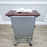 Floor Standing Pulpit Adjustable Height Lectern Podium w/ Casters, Heavy Duty Steel Frame, Rolling Podium 18147