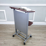 Floor Standing Pulpit Adjustable Height Lectern Podium w/ Casters, Heavy Duty Steel Frame, Rolling Podium 18147