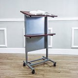 Floor Standing Pulpit Adjustable Height Lectern Podium w/ Casters, Heavy Duty Steel Frame, Rolling Podium 18147