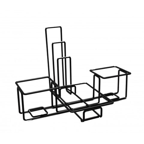 FixtureDisplays Wire Condiment Caddy w/ Menu Holder - Black 19692