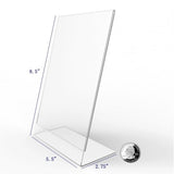 FixtureDisplays® 12PK 5.5 x 8.5" Clear Acrylic Sign Holder with Slant Back Design Portrait, Vertical Picture Frame 19780-5.5X8.5-CLEAR-12PK