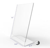 FixtureDisplays® 3PK 8.5 x 11" Clear Acrylic Sign Holder with Slant Back Design Portrait, Vertical Picture Frame 19780-8.5X11-3PK