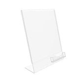 FixtureDisplays®8.5 x 11"Lucite Plexiglass Clear Acrylic Slanted Sign Holder with Removable Business Card Holder 20047