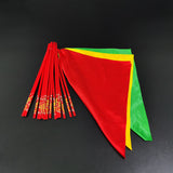 2PK Red Chopsticks Dance Prop with Flowing Squrare Hankerchief Ribbons Yellow Green 21849