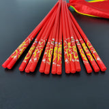 2PK Red Chopsticks Dance Prop with Flowing Squrare Hankerchief Ribbons Yellow Green 21849