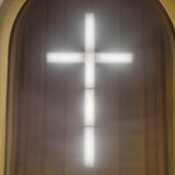 27.6X47.2*2" LED Modular Lighted Cross Expandable Metal Frame Milk White Acrylic 21868