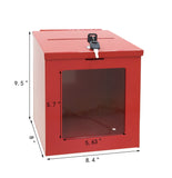 Red Tithing Donation Box Suggestion Fundraising Check Drop 8.4"W x 9.5"H x 8"D