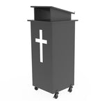 Black Wood Podium Pulpit Lectern Event Debate Speech School Mobile Wheel Castors