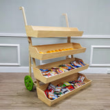 Wood Flower Cart Vending Cart Farmers Market Wagon Stand Retail Kiosk 44x57x36 101090