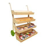 Wood Flower Cart Vending Cart Farmers Market Wagon Stand Retail Kiosk 44x57x36 101090