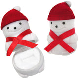 White Velour Snowman Snow Girl Gift Box, Ring, Earrings, Etc