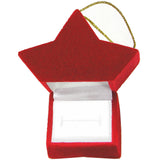 Red Velour Holiday Star Ornament Gift Box, Ring, Earrings