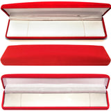 Long Plush Red Velour Hinged Gift Box Bracelet, Watch, Etc