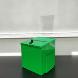 Green Metal Donation Box Suggestion Tithes Offering Box Sign Holder 8.5X8.1X18" 10918-Green+11460-2