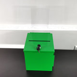 Green Metal Donation Box Suggestion Tithes Offering Box Sign Holder 8.5X8.1X18" 10918-Green+11460-2