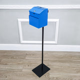 Black Metal Donation Box Floor Stand Lobby Foyer Tithes & Offering Suggestion 11065+11118-BLUE