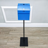 Black Metal Donation Box Floor Stand Lobby Foyer Tithes & Offering Suggestion 11065+11118-BLUE