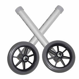 Universal 5" Walker Wheels, Silver Tubing, Gray Tire and Silencer, 1 Pair 1119143